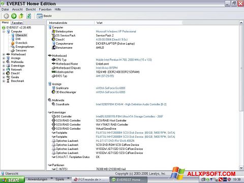 Skærmbillede EVEREST Home Edition Windows XP