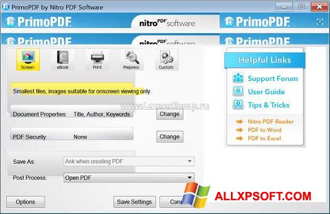Skærmbillede PrimoPDF Windows XP