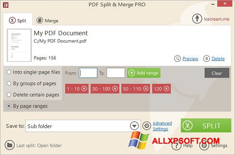 Skærmbillede PDF Split and Merge Windows XP