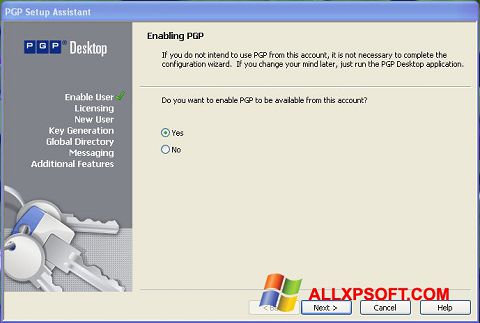 Skærmbillede PGP Desktop Windows XP