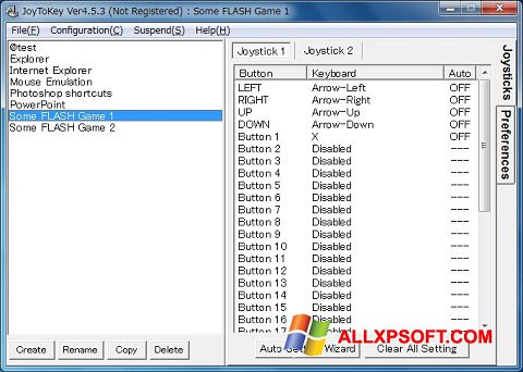 Skærmbillede JoyToKey Windows XP