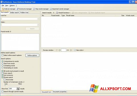 Skærmbillede SearchInform Windows XP