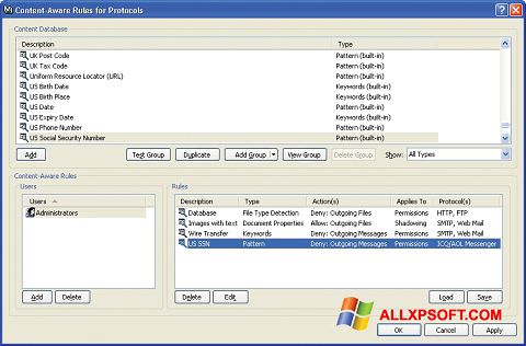 Skærmbillede DeviceLock Windows XP