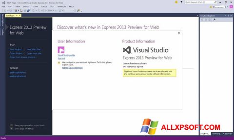 Skærmbillede Microsoft Visual Studio Express Windows XP