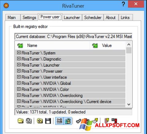 Skærmbillede RivaTuner Windows XP