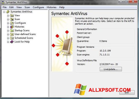 Skærmbillede Symantec Antivirus Windows XP