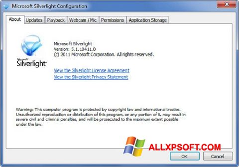 Skærmbillede Microsoft Silverlight Windows XP