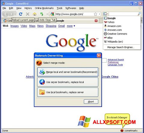 Skærmbillede CometBird Windows XP