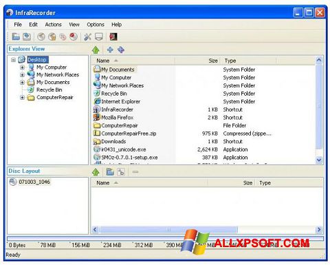 Skærmbillede InfraRecorder Windows XP