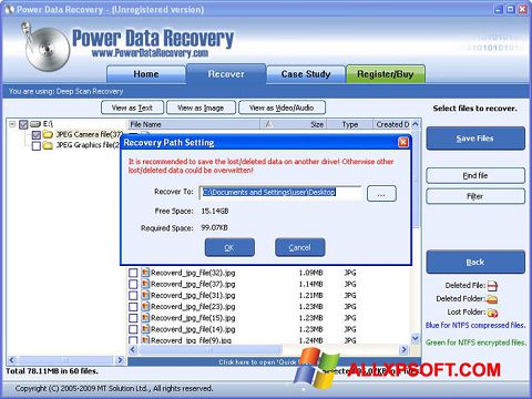 Skærmbillede Wondershare Data Recovery Windows XP