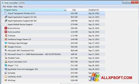 Skærmbillede Geek Uninstaller Windows XP