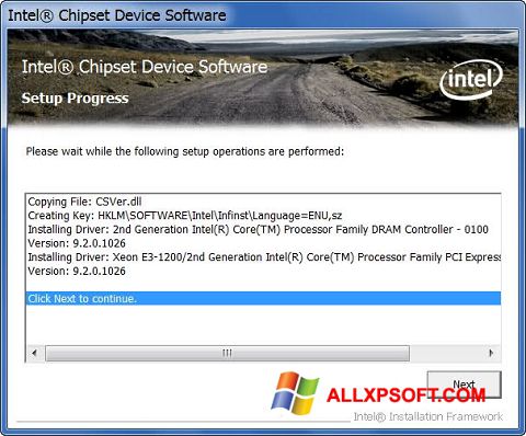 Skærmbillede Intel Chipset Device Software Windows XP