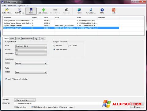 Skærmbillede XMedia Recode Windows XP
