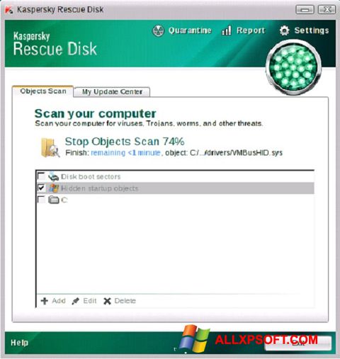 Skærmbillede Kaspersky Rescue Disk Windows XP