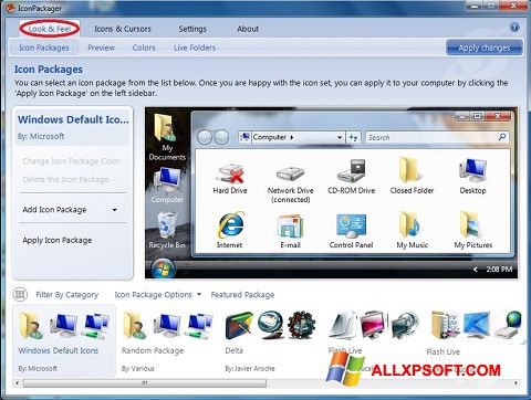 Skærmbillede IconPackager Windows XP