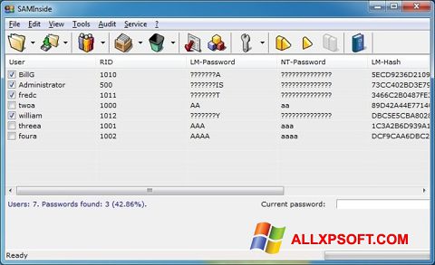 Skærmbillede SAMInside Windows XP