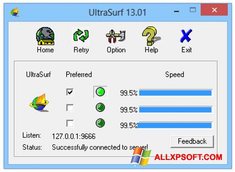 Skærmbillede UltraSurf Windows XP