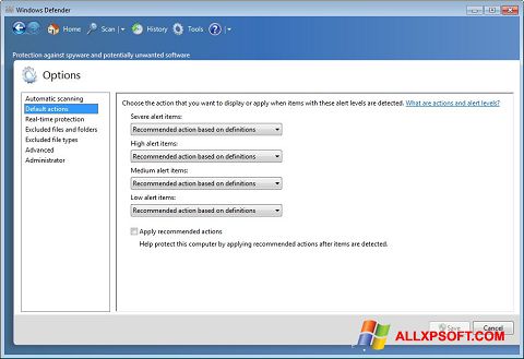 Skærmbillede Windows Defender Windows XP