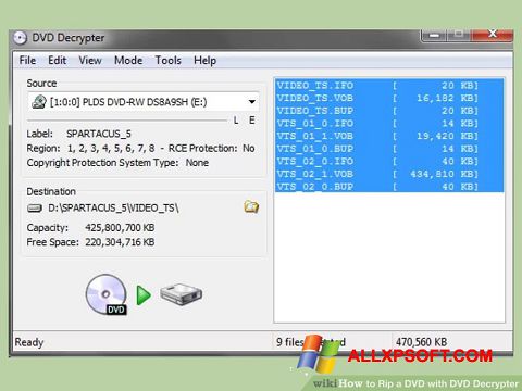 Skærmbillede DVD Decrypter Windows XP