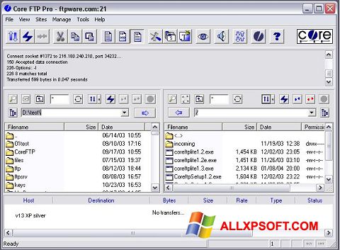 Skærmbillede Core FTP Windows XP