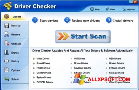 Skærmbillede Driver Checker Windows XP