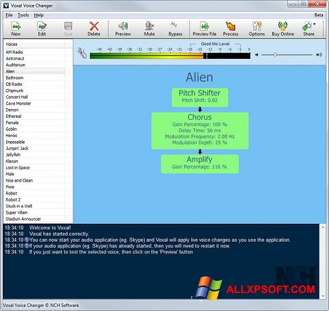 Skærmbillede Voxal Voice Changer Windows XP