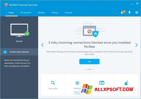 Skærmbillede McAfee Internet Security Windows XP