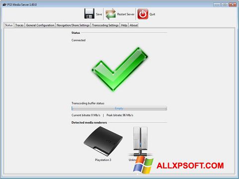 Skærmbillede PS3 Media Server Windows XP