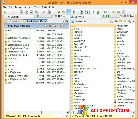 Skærmbillede FreeCommander Windows XP