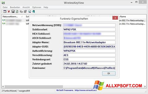 Skærmbillede WirelessKeyView Windows XP