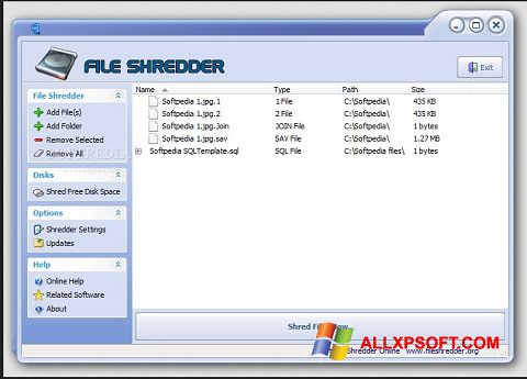 Skærmbillede File Shredder Windows XP