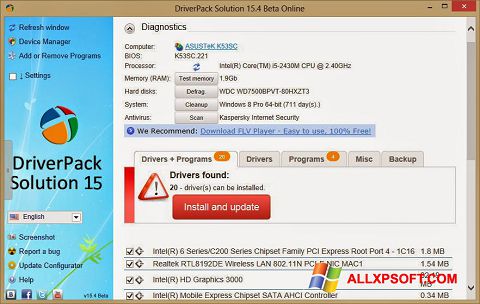Skærmbillede DriverPack Solution Online Windows XP