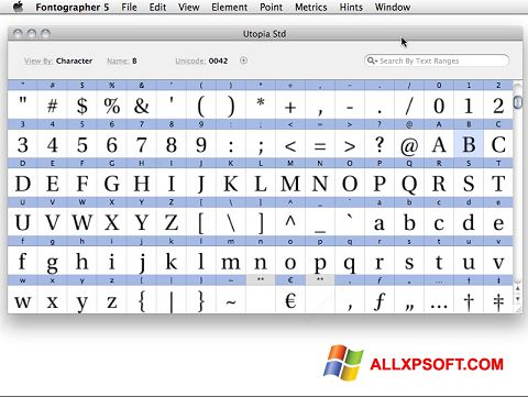 Skærmbillede Fontographer Windows XP