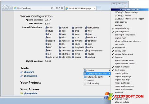 Skærmbillede WampServer Windows XP