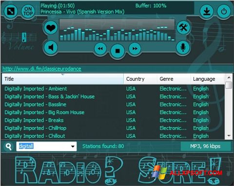 Skærmbillede RadioSure Windows XP