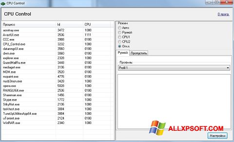 Skærmbillede CPU-Control Windows XP