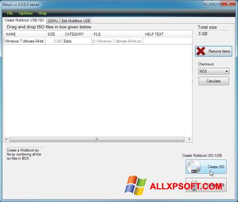 Skærmbillede XBoot Windows XP