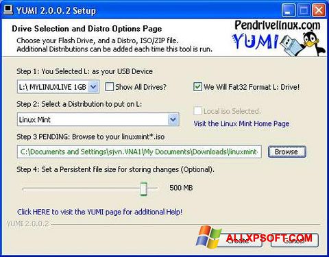 Skærmbillede YUMI Windows XP