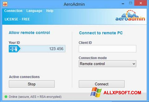 Skærmbillede AeroAdmin Windows XP
