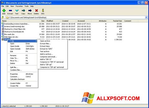Skærmbillede 7-Zip Windows XP