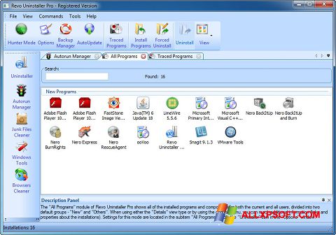 Skærmbillede Revo Uninstaller Pro Windows XP