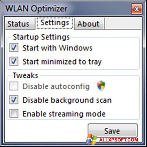 Skærmbillede WLAN Optimizer Windows XP